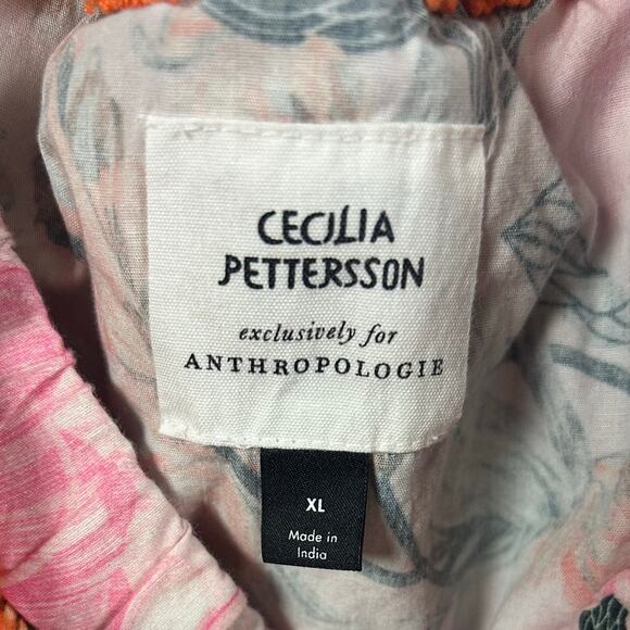 Anthropologie X Cecilia Patterson Pink Floral print Ruffle blouse size XL - Picture 7 of 9